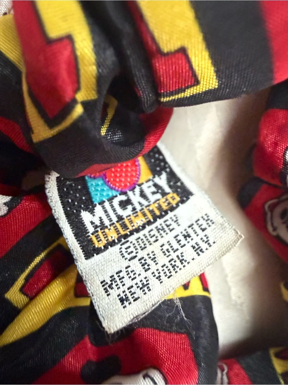 VTG Disney Mickey Mouse Black, Red & Yellow Scrunchie Hair Accessory